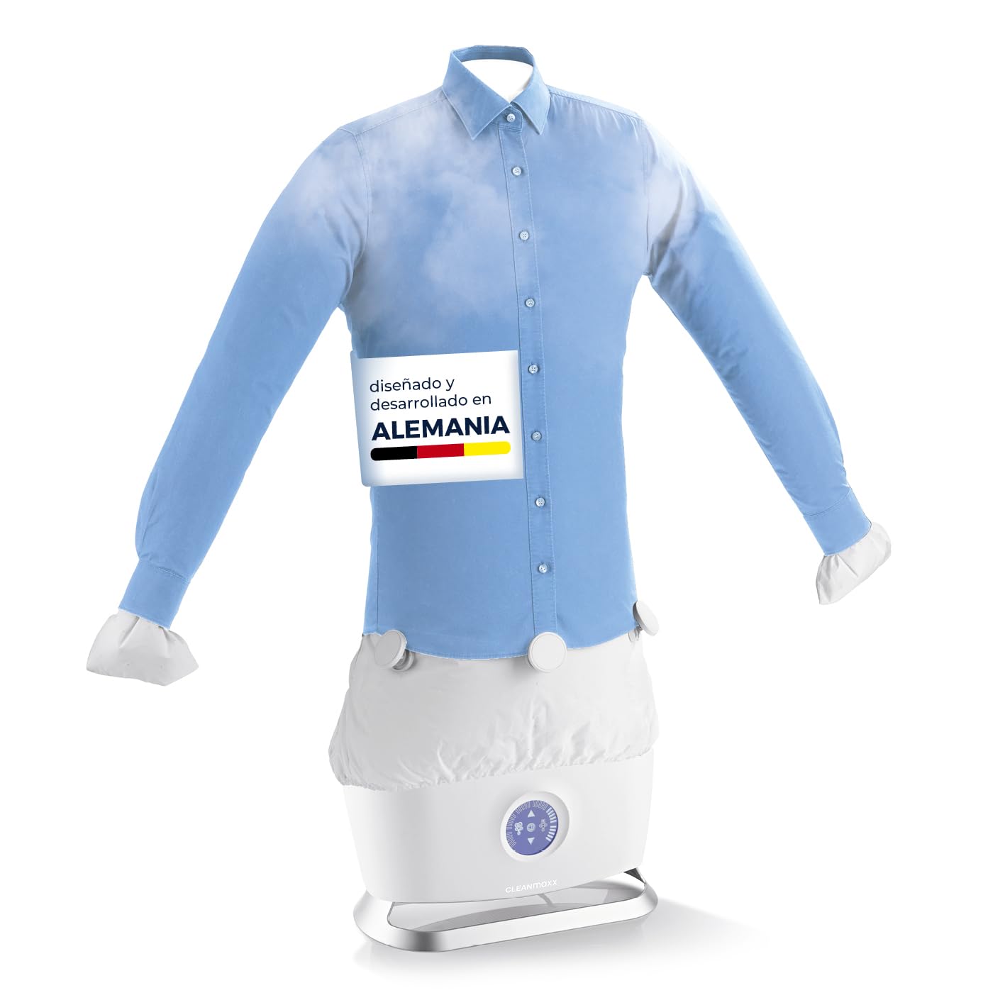 CLEANmaxx Plancha Automática con Vapor | Máquina para camisas, 2 programas, Pantalla táctil