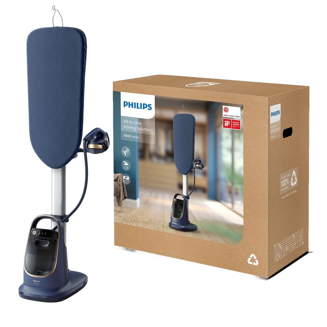 Philips Serie 8500 Solución Planchado Todo en Uno-Tabla multiángulo, Tecnología antiquemaduras y doble calentamiento, Base desmontable, Elimina el 99,9% de bacterias y ácaros del polvo* (AIS8530/20)