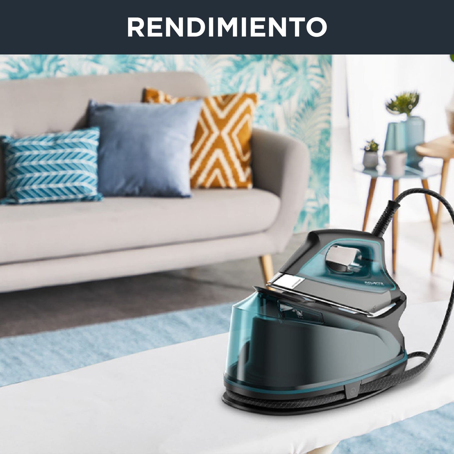 Rowenta Compact Steam Pro DG7623 | 6.3 bares, 325g/min, Suela antiarañazos, Azul/Negro