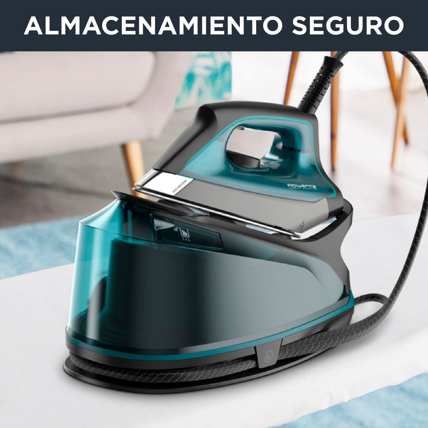 Rowenta Compact Steam Pro DG7623 | 6.3 bares, 325g/min, Suela antiarañazos, Azul/Negro