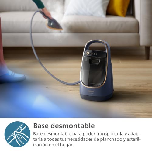 Philips Serie 8500 Solución Planchado Todo en Uno-Tabla multiángulo, Tecnología antiquemaduras y doble calentamiento, Base desmontable, Elimina el 99,9% de bacterias y ácaros del polvo* (AIS8530/20)
