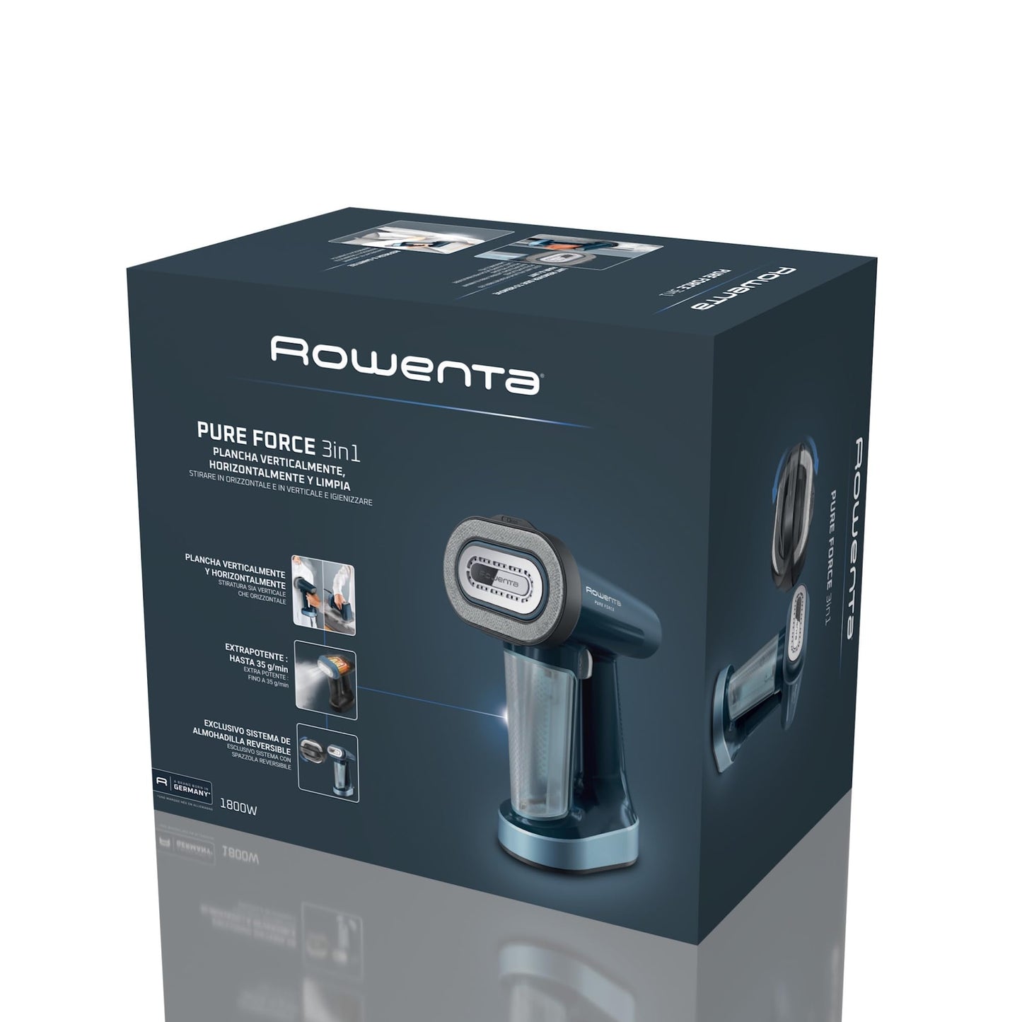 Rowenta Pure Force Cepillo Vapor DR8755 | 3 en 1, 1800W, Reversible, Elimina pelusas