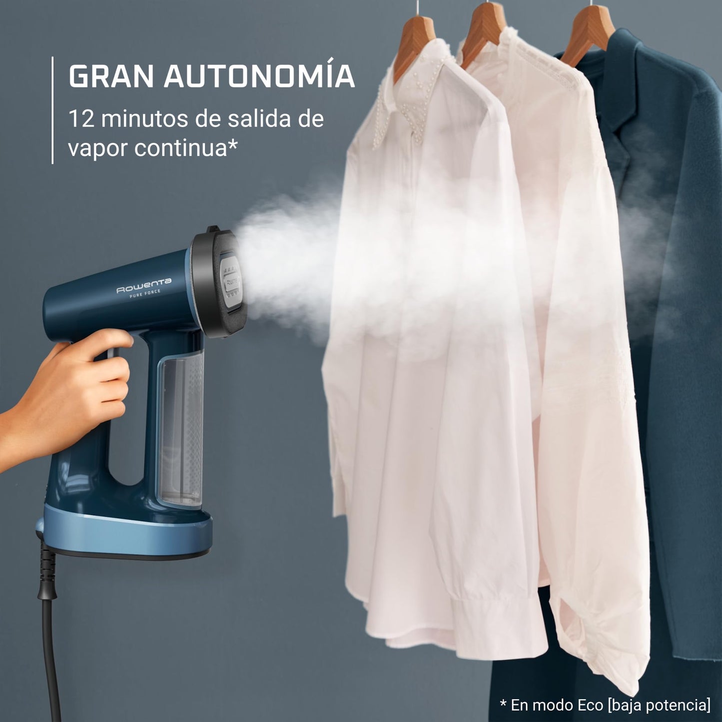 Rowenta Pure Force Cepillo Vapor DR8755 | 3 en 1, 1800W, Reversible, Elimina pelusas