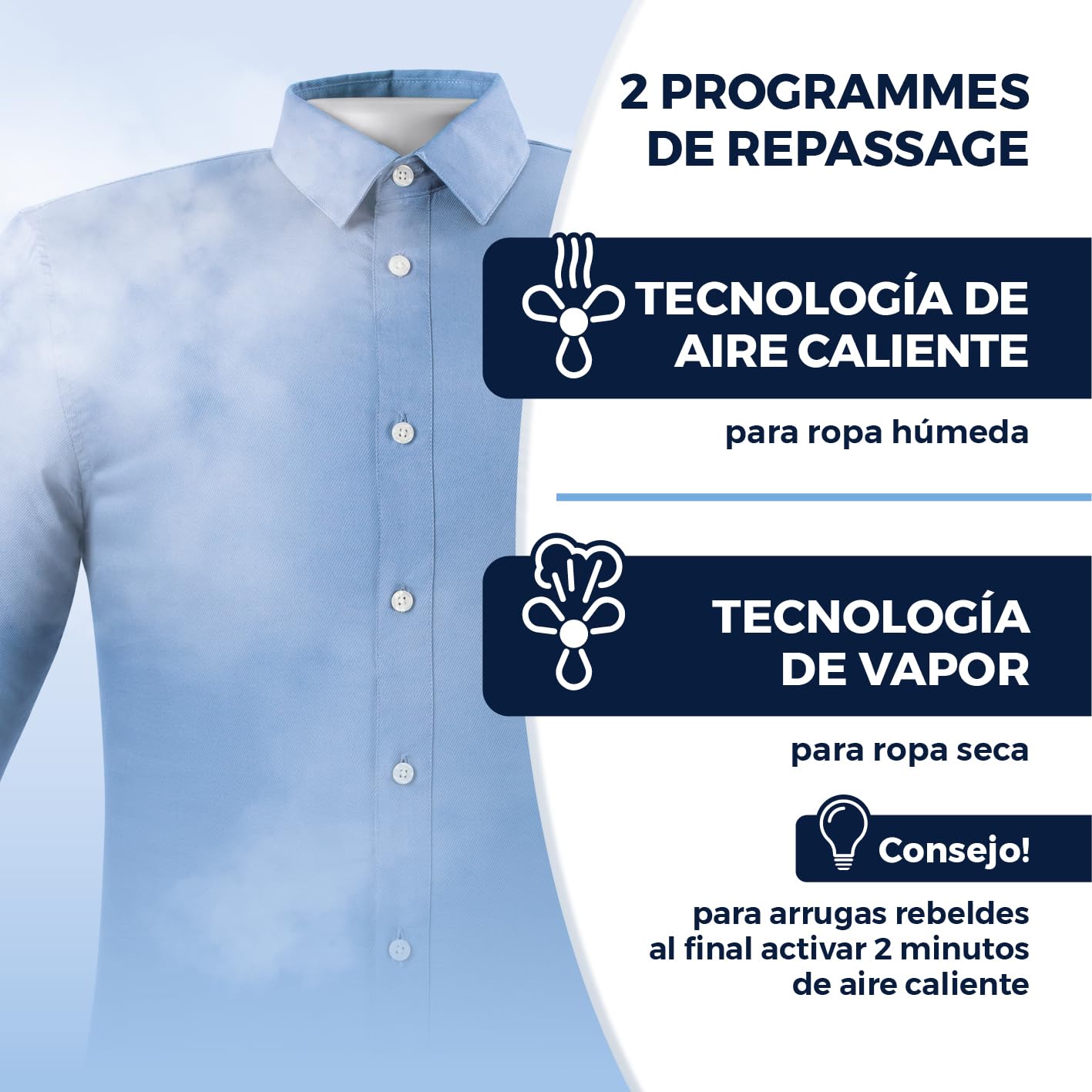 CLEANmaxx Plancha Automática con Vapor | Máquina para camisas, 2 programas, Pantalla táctil