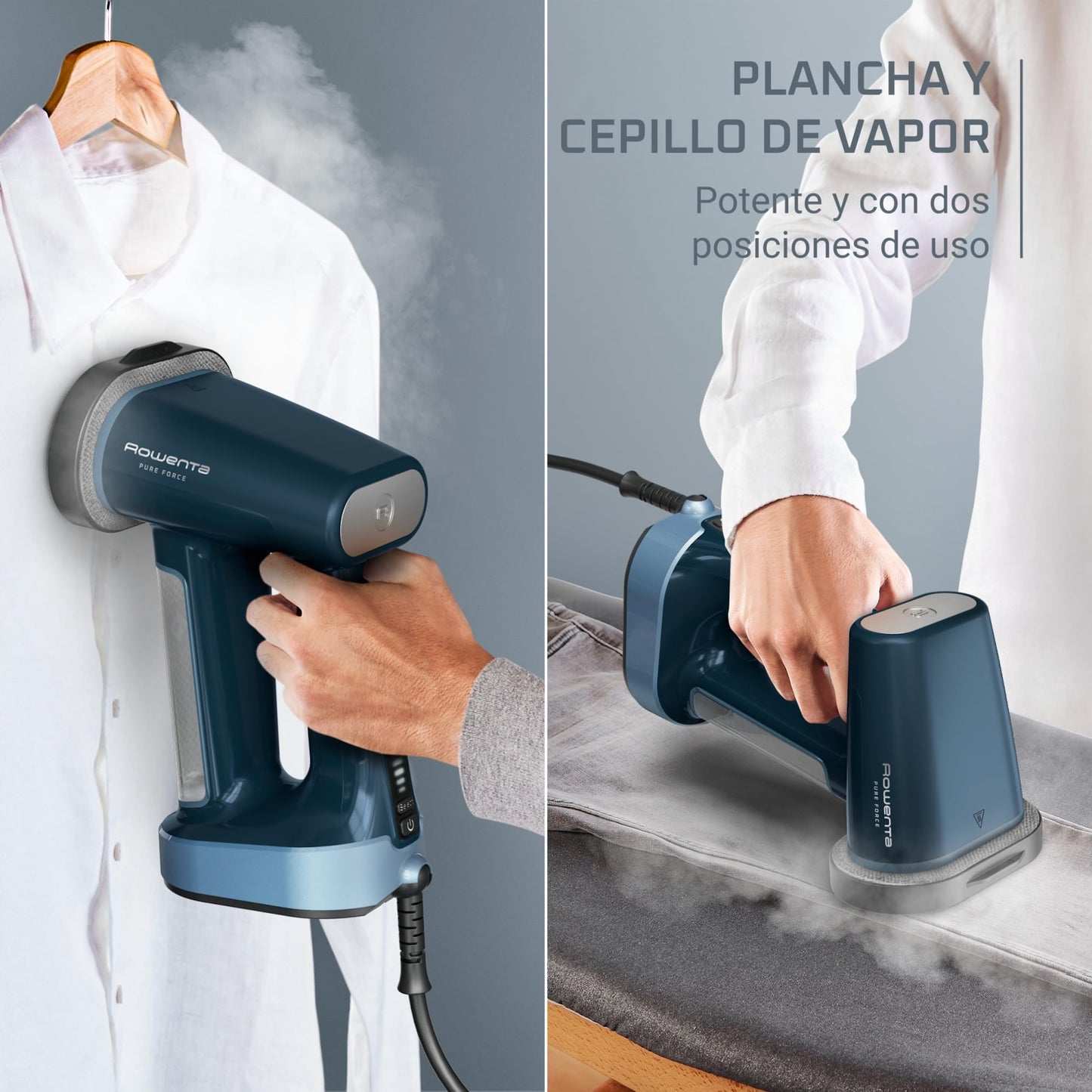 Rowenta Pure Force Cepillo Vapor DR8755 | 3 en 1, 1800W, Reversible, Elimina pelusas